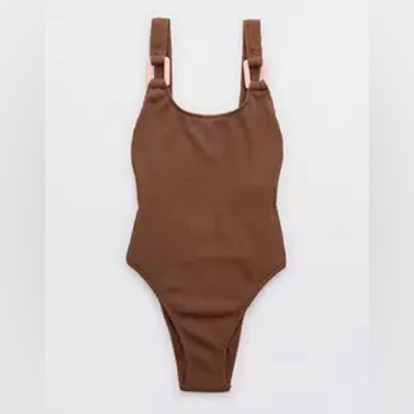 American Eagle Crinkle Swimsuit-Brown - Picture 3 of 3